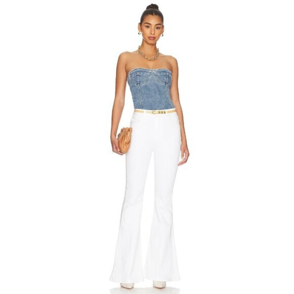 7 for all mankind Mega Flare Jeans Clean White Wash SZ 32 NWT $228